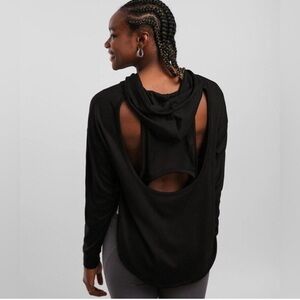 BKE Core cut out mesh activewear black hoodie Size Medium NWT